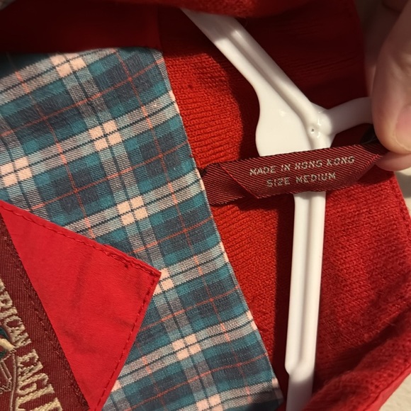 Vintage 80s American Eagle Barn Jacket Red Plaid Linging Pockets Zip FUC Flaw - Picture 4 of 16